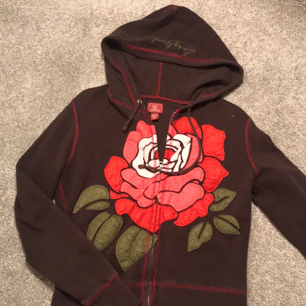 Vintage lucky brand zip up hoodie. Flower